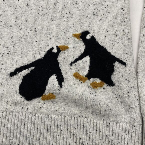 LOFT Penguin Sweater Womens Small Gray Crewneck Knit Pullover Speckled - Picture 2 of 8